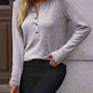 Round Neck Buttoned Long Sleeve T-Shirt