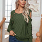 KnittedEmporium Decorative Button Cold-Shoulder Sweater