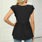 Full Size V-Neck Flutter Sleeve Babydoll Blouse