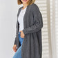 Cable-Knit Open Front Dropped Shoulder Cardigan