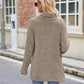 Laken Jay Ribbed Turtleneck Long Sleeve Slit Knit Top