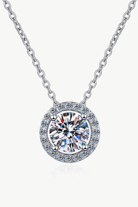 1 Carat Moissanite Round Pendant Women's Chain Necklace