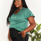 Full Size Double Take Ruched V-Neck Short Sleeve T-Shirt