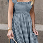 Full Size Smocked Ruffled Plaid Ruffle Hem Dress