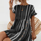 Striped Polka Dot Frill Short Sleeve Mini Dress