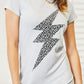 Double Take Leopard Lightning Graphic Light Gray Tee Dress