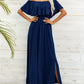 OCEANSIDE Full Size Off-Shoulder Slit Maxi Dress