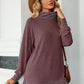 Slit Mock Neck Long Sleeve T-Shirt