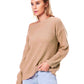 Boat Neck Drop Shoulder Long Sleeve Sweater
