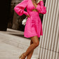 Women's Cutout Lantern Sleeve Plunge Mini Dress