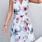 Women's Printed Zip Detail Belted Sleeveless Dress