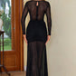 OhSoMaxi Black Semi-Sheer Slit Round Neck Dress