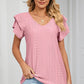 Eyelet V-Neck Short Sleeve T-Shirt
