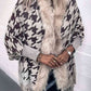 So Defined One Size Houndstooth Fringe Hem Poncho