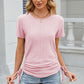 Eyelet Round Neck Short Sleeve T-Shirt