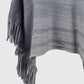 One Size Striped Boat Neck Poncho with Fringes
