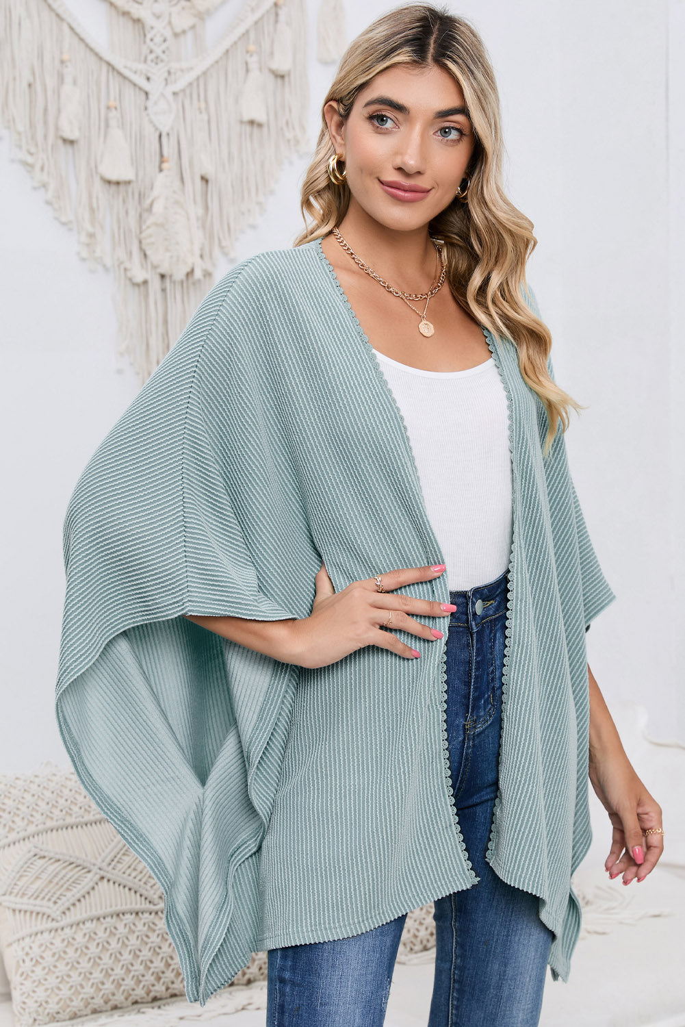 Sophia & Grace Open Front Dolman Sleeve Cardigan