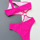 SOSASSY Hot Pink One-Shoulder Cutout Ring Detail One-Piece Swimsuit