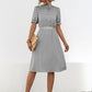 Printed Mock Neck Flounce Sleeve Dress