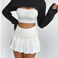 Full Size Distressed Long Sleeve Cropped Sweater