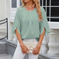 Round Neck Slit Half Sleeve Top