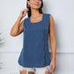 Square Neck Decorative Button Tank