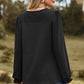 Eyelet Round Neck Flounce Sleeve T-Shirt