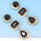 Geometrical Shape Zinc Alloy Frame Glass Dangle Earrings