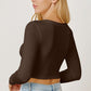 BasicStyle Round Neck Long Sleeve Cropped T-Shirt
