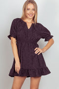 VERY J Floral Textured Woven Ruffled Mini Dress *