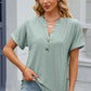Eyelet Notched Short Sleeve T-Shirt