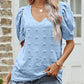 Women's Swiss Dot Short Puff Sleeve Top
