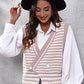 Striped Button Up V-Neck Sweater Vest