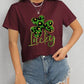 Lucky Clover Round Neck Short Sleeve T-Shirt