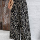 Smocked Printed Wide Leg Pants with Pockets