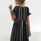 Striped Polka Dot Frill Short Sleeve Mini Dress