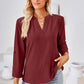 Full Size V-Neck Roll-Tap Sleeve Blouse