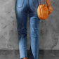 Blue High Waist Distressed Straight Leg Jeans