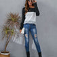Color Block Round Neck Long Sleeve T-Shirt