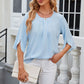 Round Neck Slit Half Sleeve Top
