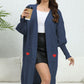 Lantern Sleeve Open Front Pocketed Cardigan