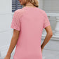 Openwork Round Neck Short Sleeve T-Shirt
