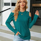 Full Size Dropped Shoulder Long Sleeve Blouse
