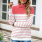 Striped Contrast Turtleneck Sweater