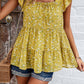 Printed Square Neck Cap Sleeve Blouse