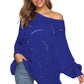 Full Size Round Neck Long Sleeve Openwork Sweater