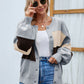Color Block Button Up Lantern Sleeve Cardigan