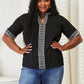 Double Take Black Full Size Embroidered Notched Neck Top