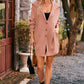 Collared Neck Button-Up Cardigan with Pockets