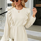 Ruffled Round Neck Balloon Sleeve Blouse